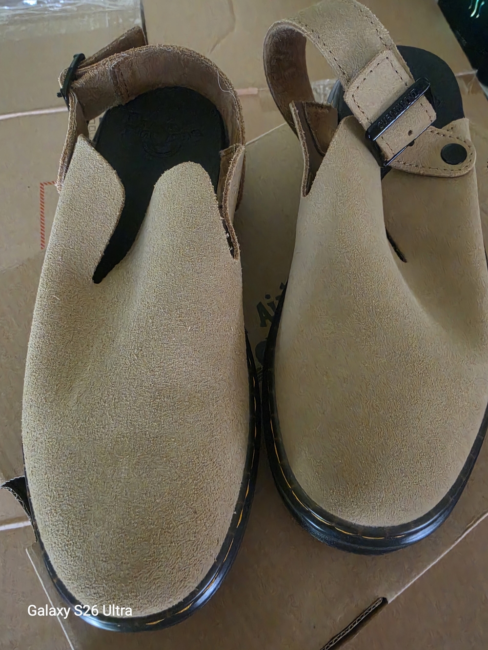 Dr. Martens Women's Suede Slingback Sandals in Tan